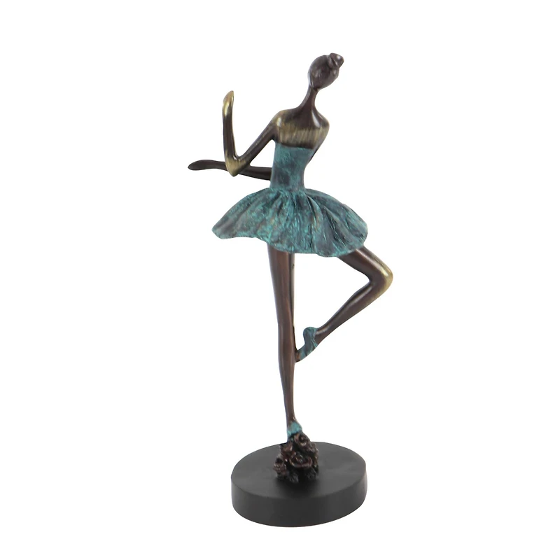 Set of 3 Teal Polystone Traditional Dancer Sculpture