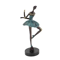 Set of 3 Teal Polystone Traditional Dancer Sculpture
