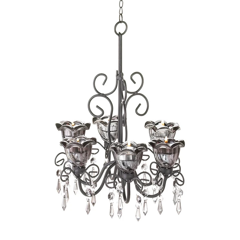 12.75" Midnight Blooms Candle Chandelier