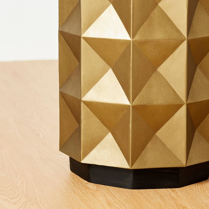 Glitzhome® 17" Antique Gold Geometric Side Table