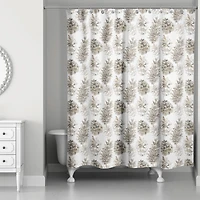 Pinecones on White Shower Curtain