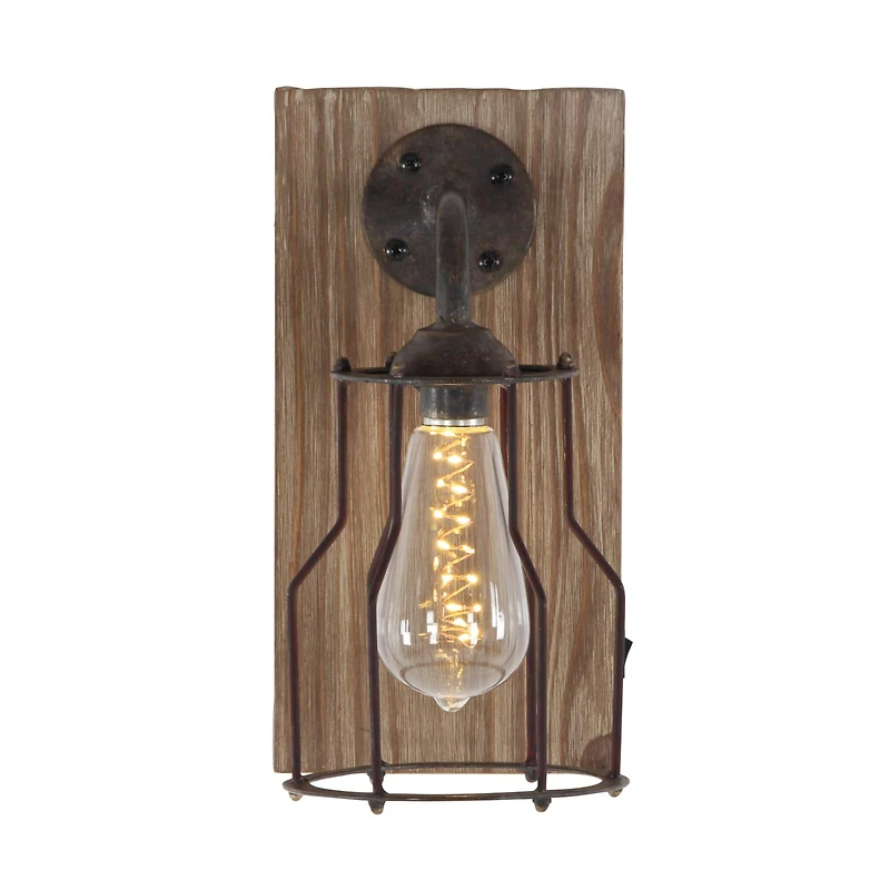 11" Brown Iron Industrial LED Wall Sconce