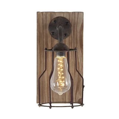 11" Brown Iron Industrial LED Wall Sconce