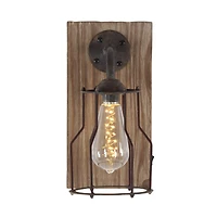 11" Brown Iron Industrial LED Wall Sconce