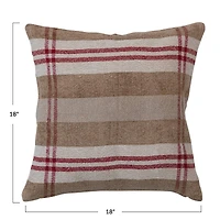 Hello Honey® Red, Cream & Tan Plaid Square Recycled Chenille & Cotton Pillow