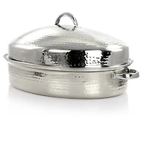 Gibson Home® Radiance 15.5'' Stainless Steel Oval Roaster with Lid and Roasting Rack