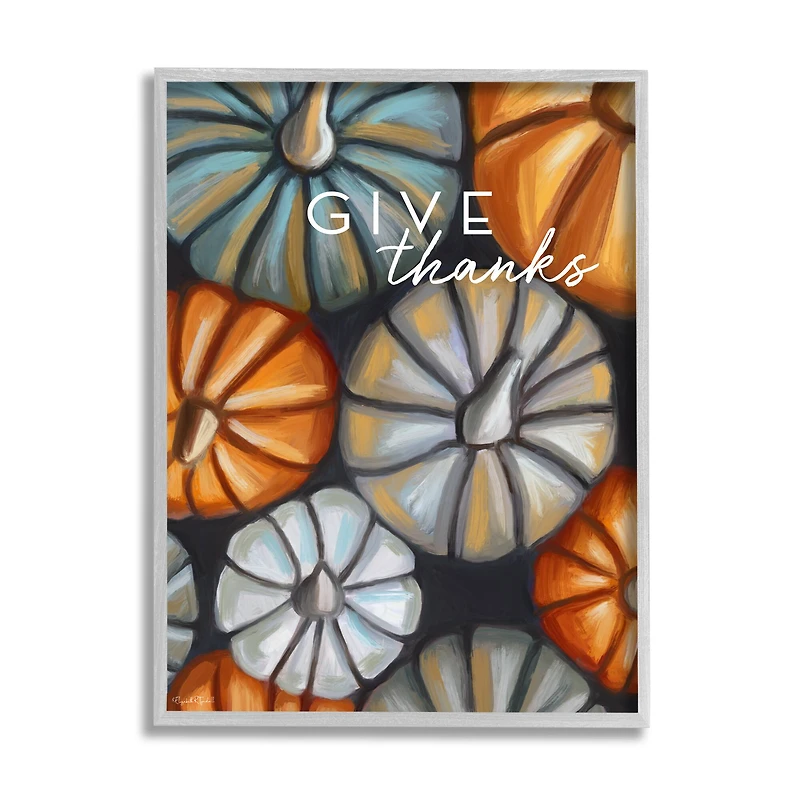 Stupell Industries Give Thanks Autumn Phrase Framed Giclee Art