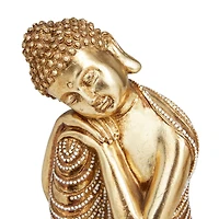Set of 2 Gold Polystone Traditional Sculptures, 7" x 5" x 5"