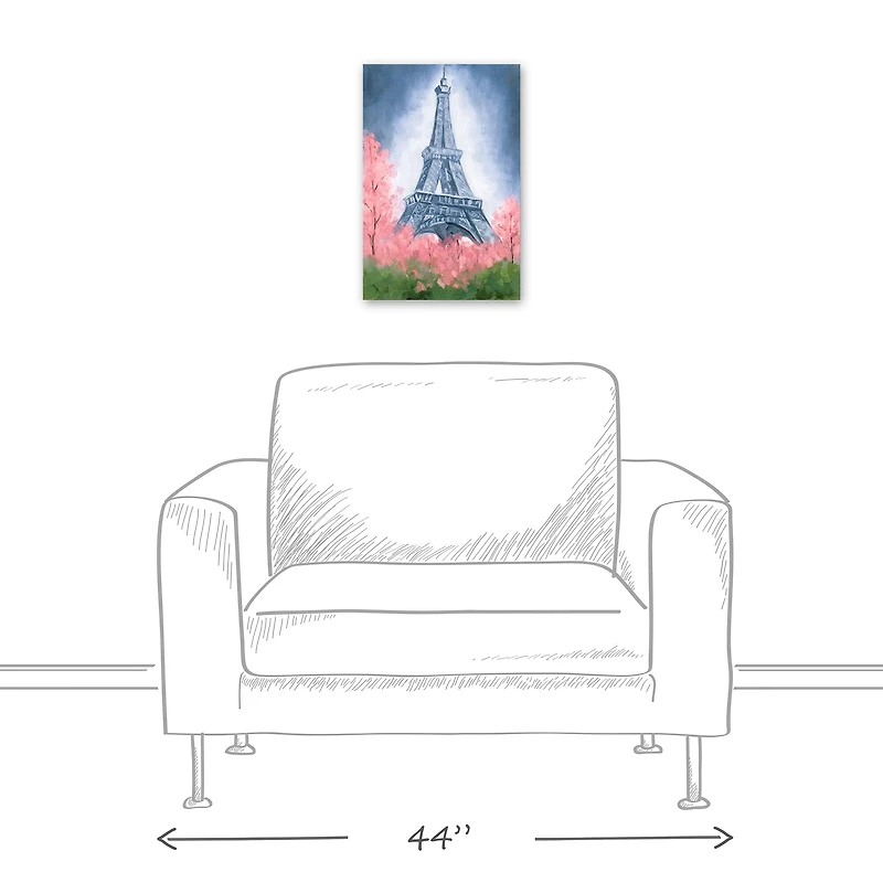 Eiffel Tower & Pink Foliage Canvas Wall Art
