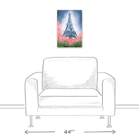Eiffel Tower & Pink Foliage Canvas Wall Art