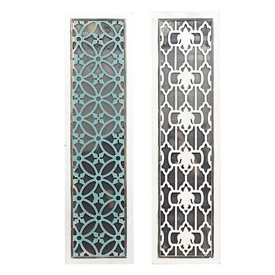 Set of 2 White Wood Glam Wall Decor, 12" x 43"
