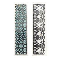 Set of 2 White Wood Glam Wall Decor, 12" x 43"
