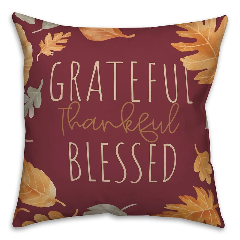 Grateful Thankful Blessed Throw Pillow