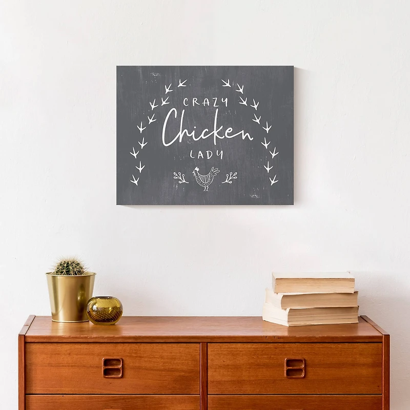 Crazy Chicken Lady 14" x 11" Canvas Wall Art