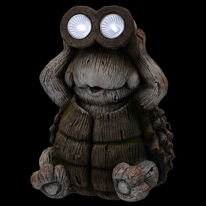 11.5" Turtle with Binoculars Outdoor Solar Lighted Garden Statue