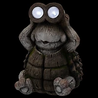 11.5" Turtle with Binoculars Outdoor Solar Lighted Garden Statue