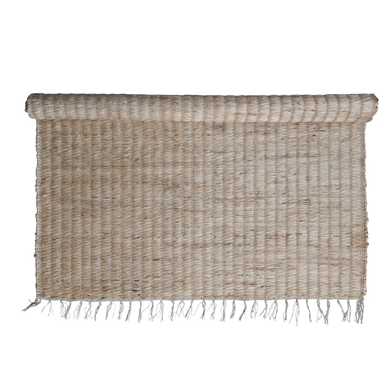 Hello Honey® Natural Boho Woven Jute & Cotton Rug with Fringe, 72" x 48"