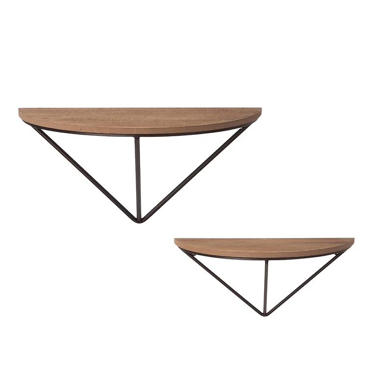 Glitzhome® Farmhouse Metal & Wooden Triangle Floating Shelf Set