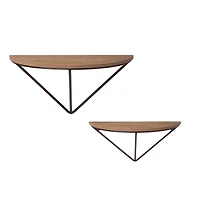 Glitzhome® Farmhouse Metal & Wooden Triangle Floating Shelf Set