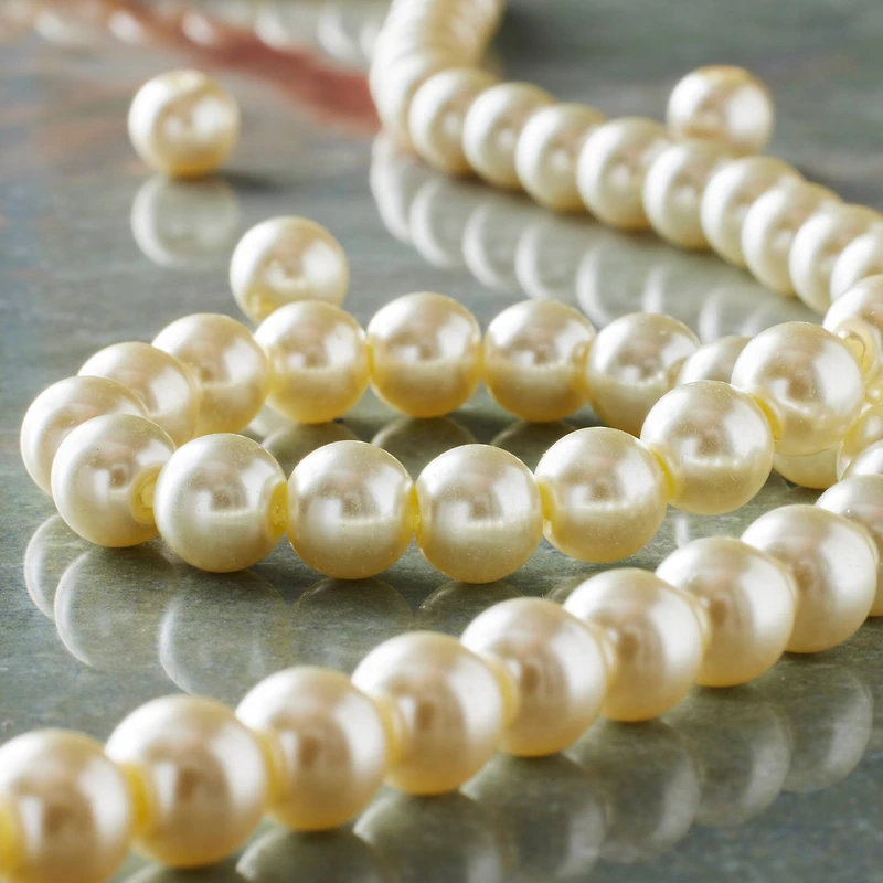 Ivory Pearl Glass Beads, 8mm by Bead Landing™