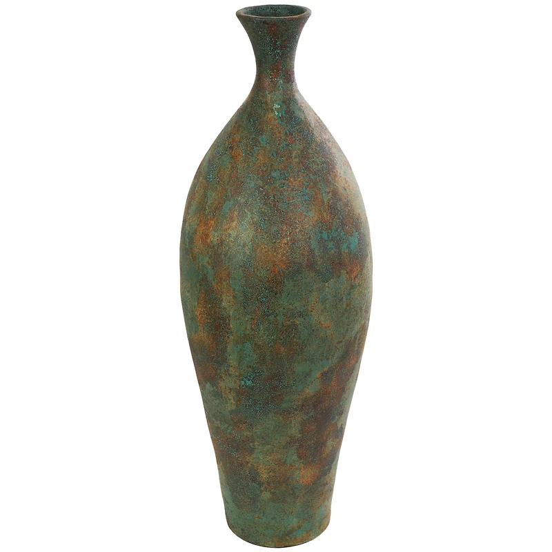 3ft. Green Ceramic Tall Distressed Antique Style Vase