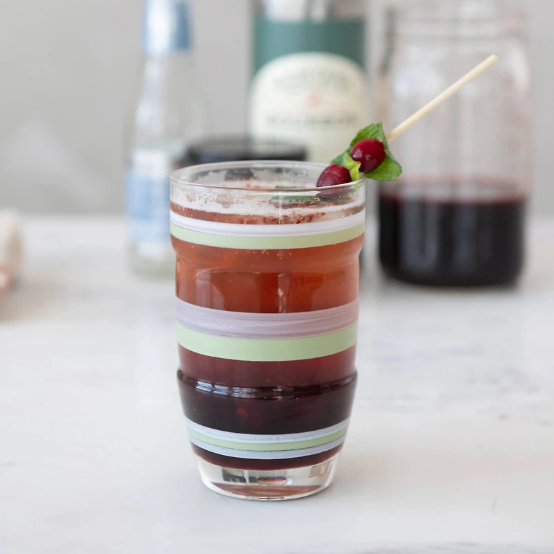 Hello Honey® 5" Green & White Striped Drinking Glass, 4ct.