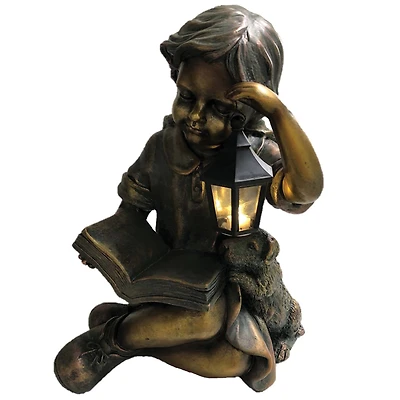 Santa's Workshop 13" Reading by Her Lamp Statue