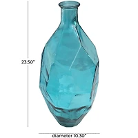 24" Teal Recycled Glass Tall Spanish Bottleneck Vase