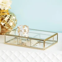 Rectangular Metal & Glass Jewelry Box