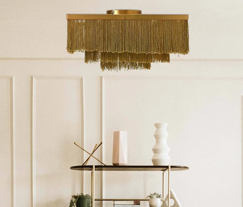 Hello Honey® 13.75" Square Flush Mount Fringe Light Fixture