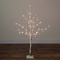 4ft. Pre-Lit White Birch Artificial Christmas Tree, White LED Lights