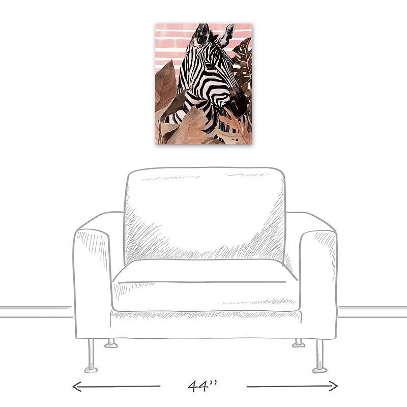 Zebra In Palms 16" x 20" Canvas Wall Art