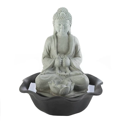 11" Buddha on Lotus LED Tabletop Fountain