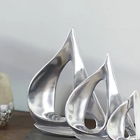 11" Silver Sail Boat Coastal Sculpture
