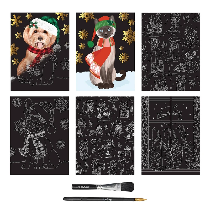 Brea Reese™ 9" x 12" Christmas Pets Scratch Art Paper Pad