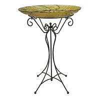 23" Hand Painted Glass Cardinal Spring Garden Bird Bath