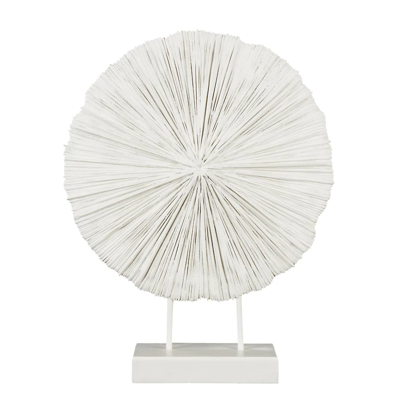 23" Cream Resin Coral Textured Round Sculpture
