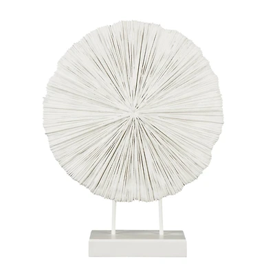 23" Cream Resin Coral Textured Round Sculpture