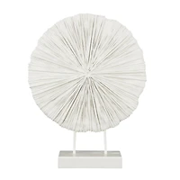 23" Cream Resin Coral Textured Round Sculpture