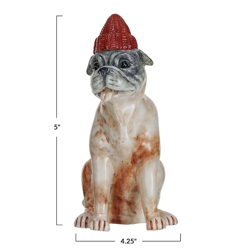 Hello Honey® 5" Hand-Painted Stoneware Bulldog in Hat Vase