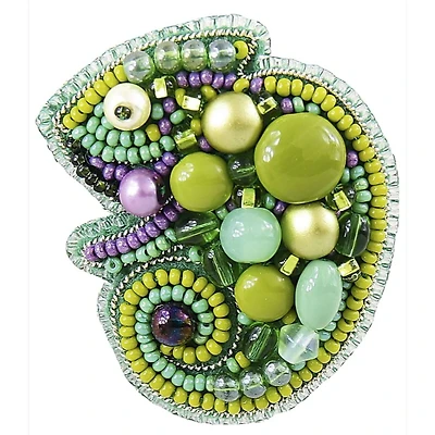 Crystal Art Beadwork Kit For Creating Broоch Chameleon