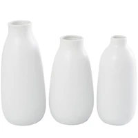 White Ceramic Vase with Black Lavender Prints Set