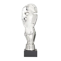 Silver Porcelain Contemporary Sculpture, 17" x 5" x 5"