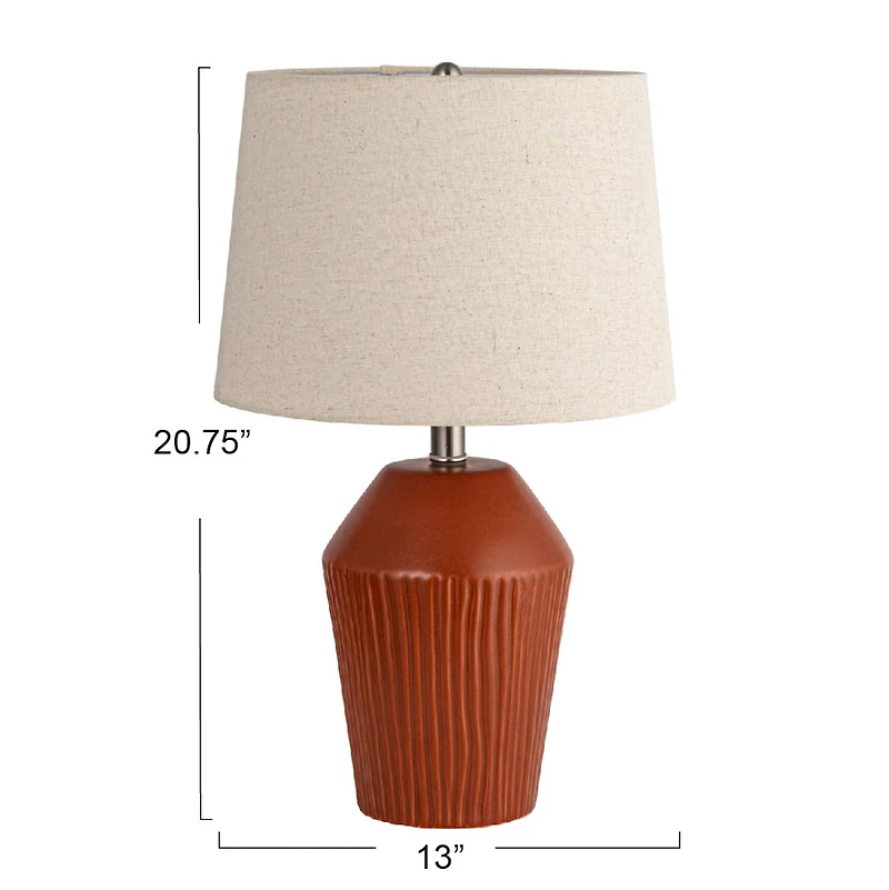 Hello Honey® 21" Brown Ribbed Round Stoneware Desk Lamp