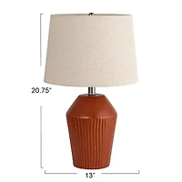 Hello Honey® 21" Brown Ribbed Round Stoneware Desk Lamp