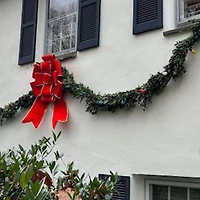 40" Red 3D 11-Loop Velveteen Christmas Bow with Gold Trim