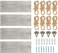 NEX™ 16" Gray Green Hanging Rope Wood Wall Shelves, 4ct.