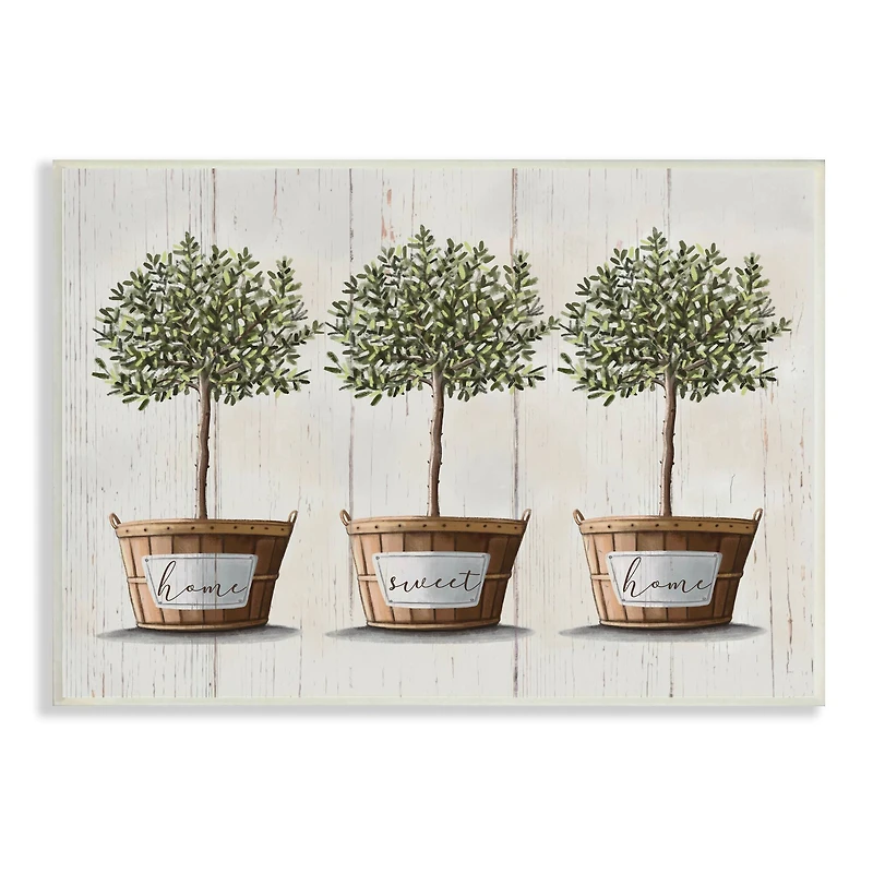 Stupell Industries Young Fruit Trees Charming Baskets Home Sweet Home Wall Plaque