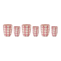 Pink Polka Dot Dolomite Vase Planter Set