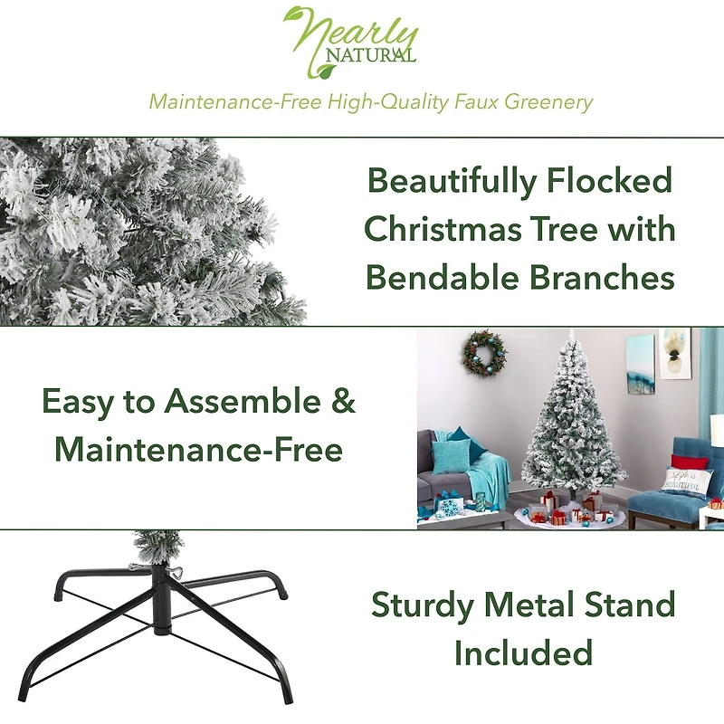 7ft. Unlit Flocked Rock Springs Spruce Artificial Christmas Tree